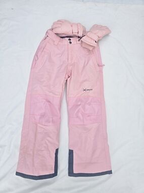 Arctix Girls' Pink Insulated Snow Pants Matching Gloves Girls Small